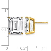 14K 12x10mm Emerald-Cut Cubic Zirconia Post Earrings view 4