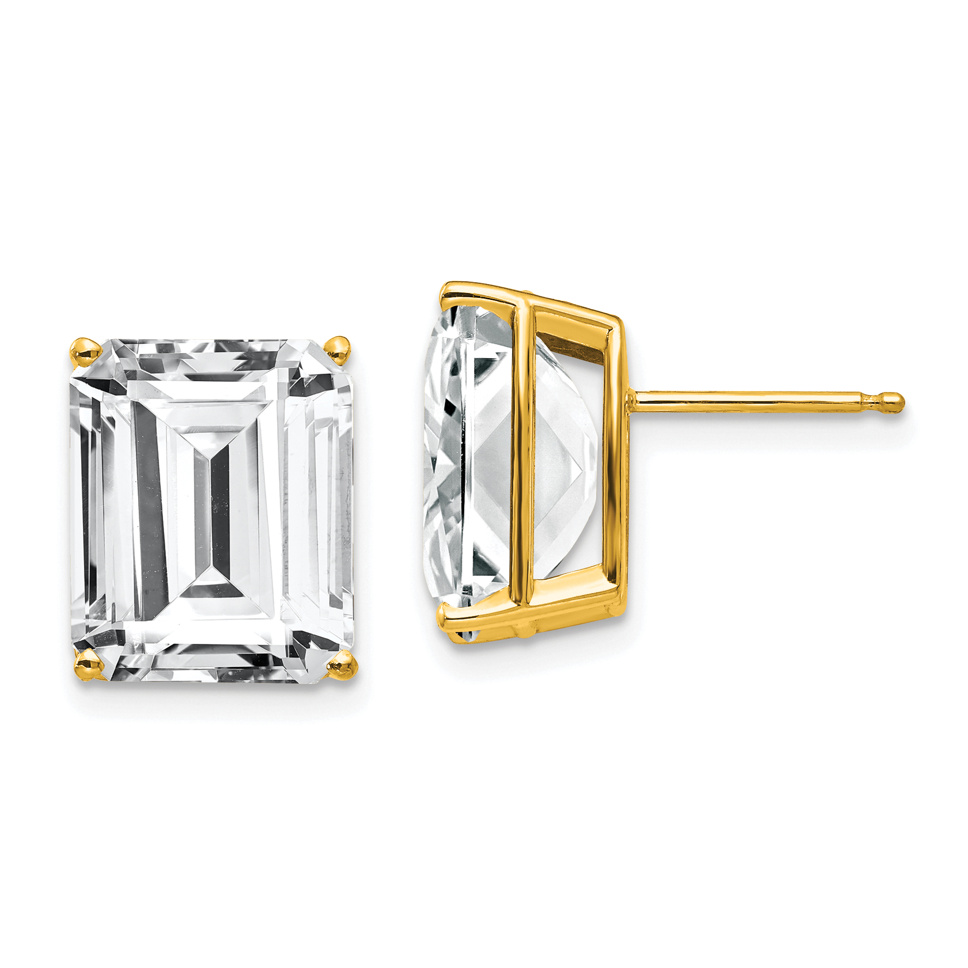 14k 12x10mm Emerald Cut Cubic Zirconia Earrings (XE70CZ)