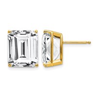 14K 12x10mm Emerald-Cut Cubic Zirconia Post Earrings view 1