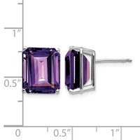 14K White Gold 12x10mm Emerald-Cut Amethyst Post Earrings view 4