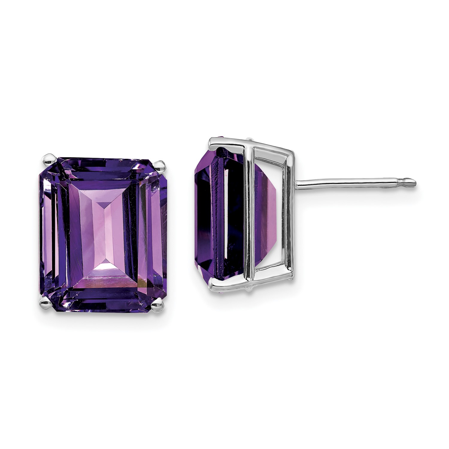 14k White Gold 12x10mm Emerald Cut Amethyst Earrings 10 9ct 0 4in Image Is Loading 14k White Gold 12x10mm Emerald Cut Amethyst Earrings