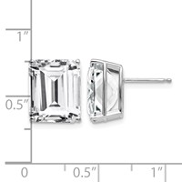 14K White Gold 12x10mm Emerald-Cut Cubic Zirconia Stud Post Earrings view 4