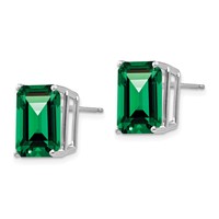 14K White Gold 12x 10mm Emerald-cut Mount St. Helens Stud Post Earrings view 2
