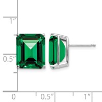 14K White Gold 12x 10mm Emerald-cut Mount St. Helens Stud Post Earrings view 4