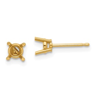 14k 4mm Round Earring Mountings