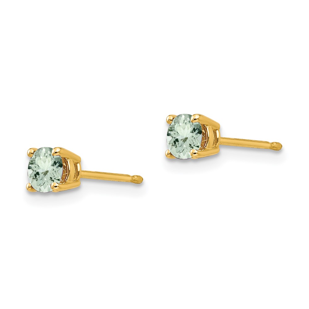 14k 4mm Round Green Quartz Earrings (XE71AG)