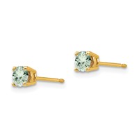 14K 4mm Yellow Gold Round Green Quartz Post Earrings view 2