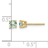 14K 4mm Yellow Gold Round Green Quartz Post Earrings view 4