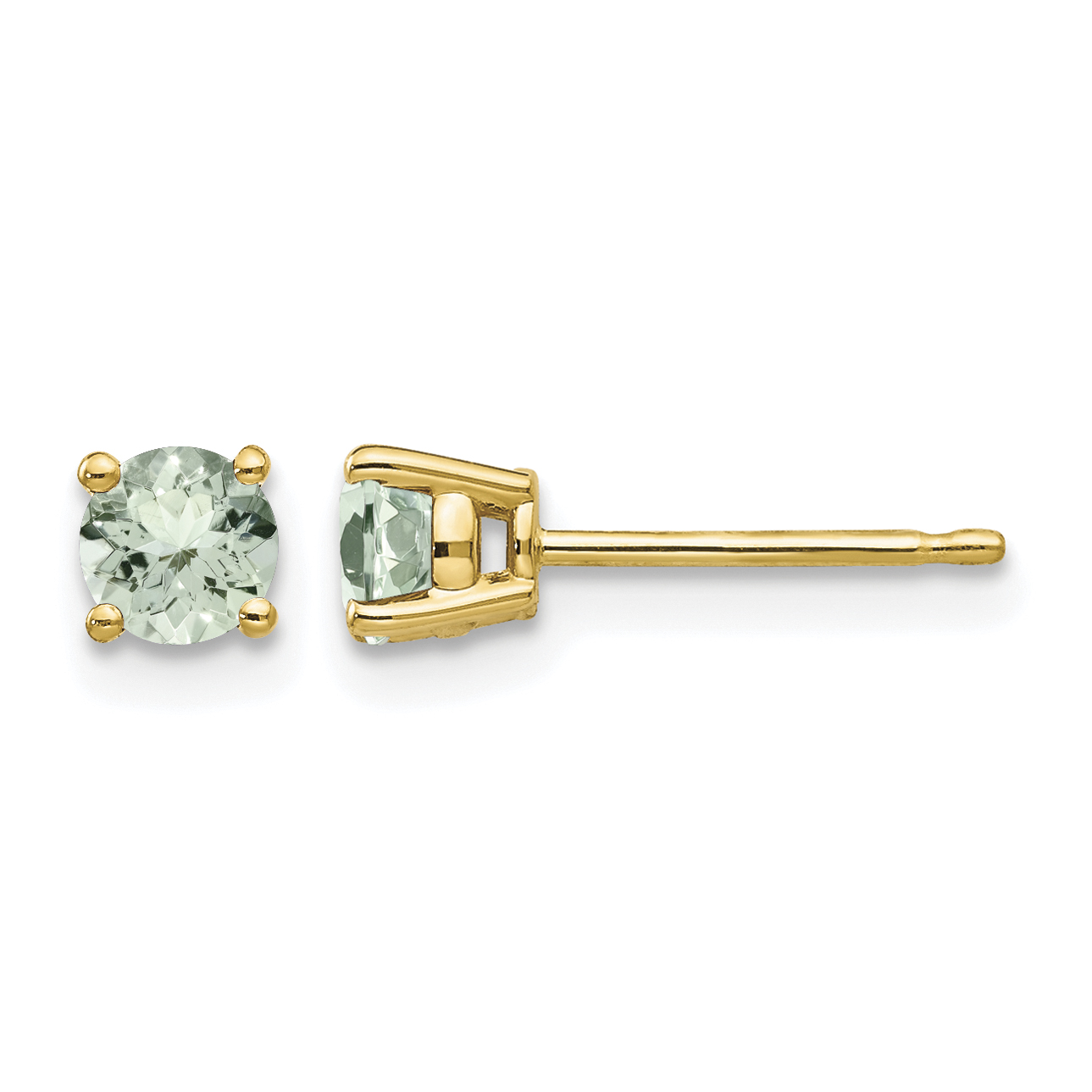 14k 4mm Round Green Quartz Earrings (XE71AG)
