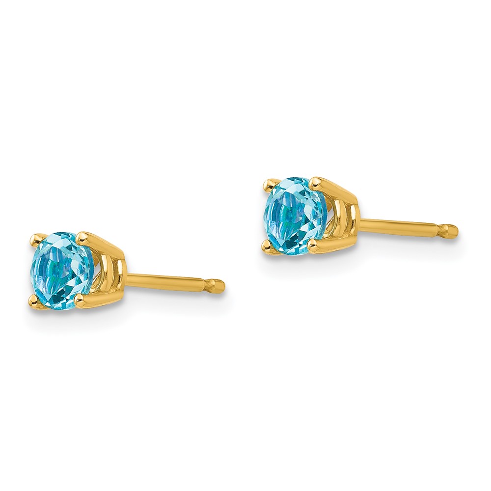 14k 4mm Blue Topaz Earrings (XE71BT)