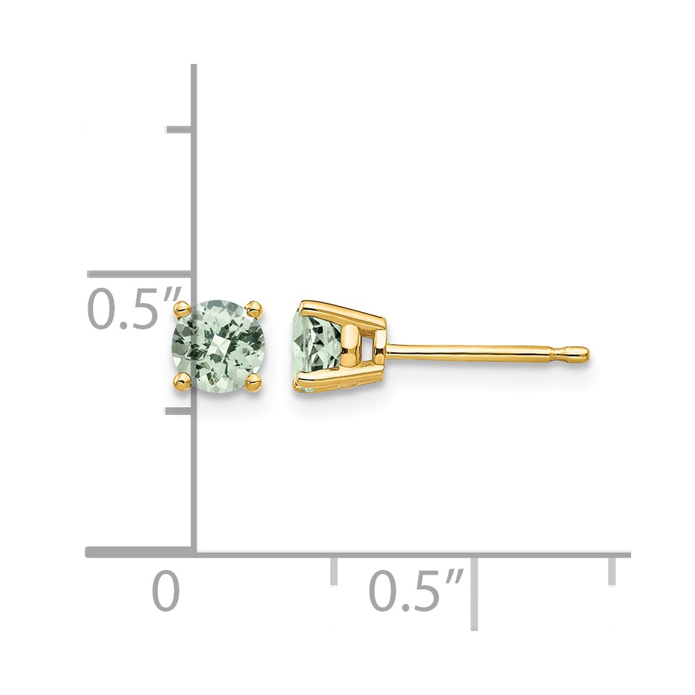 14k 4mm Round Checker-Cut Green Quartz Earrings (XE71CG)