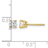 14K 4mm Yellow Gold Round Cubic Zirconia Post Earrings view 4