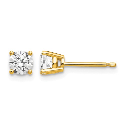 14K 4mm Yellow Gold Round Cubic Zirconia Post Earrings
