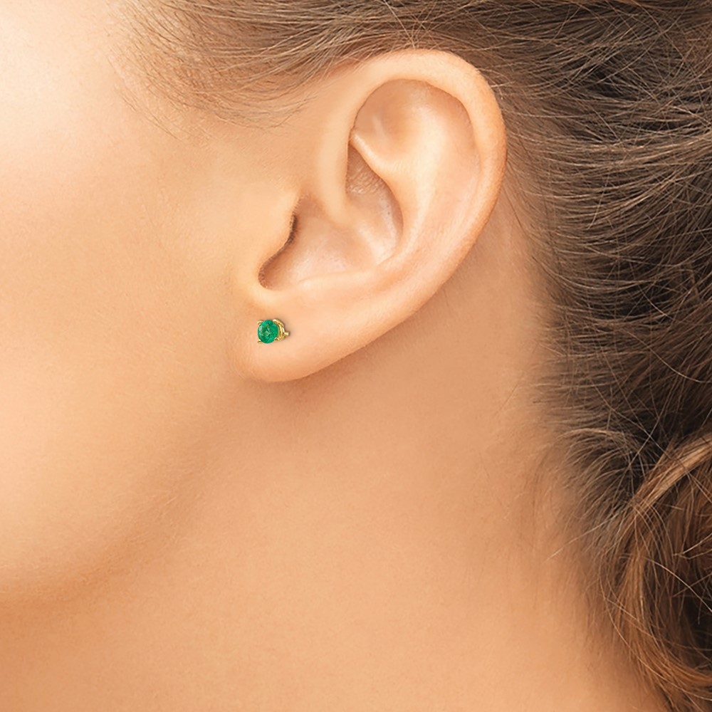 14k Emerald Post Earrings (XE71E-B)