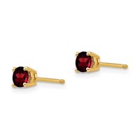 14K 4mm Round Garnet Post Earrings view 2