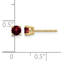 14K 4mm Round Garnet Post Earrings view 4