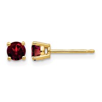14K 4mm Round Garnet Post Earrings view 1