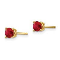 14K 4mm Round Ruby Post Earrings view 2