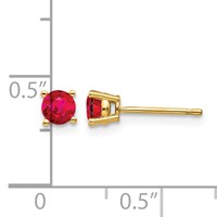 14K 4mm Round Ruby Post Earrings view 4