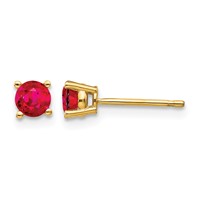 14K 4mm Round Ruby Post Earrings view 1