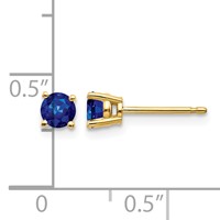14K 4mm Yellow Gold Round Sapphire Post Earrings view 4