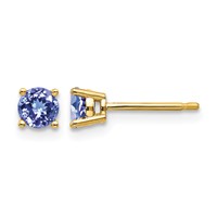 14K 4mm Yellow Gold Round Tanzanite Post Earrings view 1