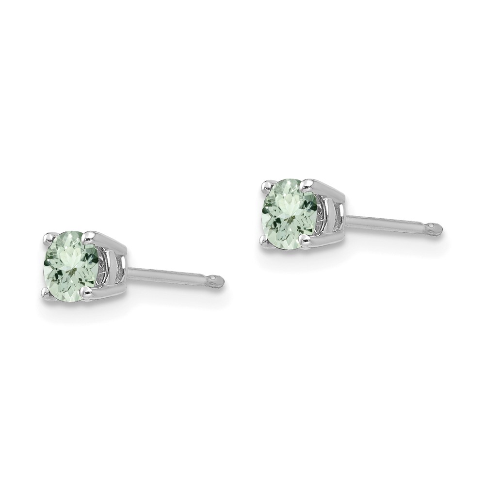 14kw 4mm Round Green Quartz Earrings (XE71WAG)