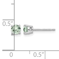 14K White Gold 4mm Round Green Quartz Post Earrings view 4