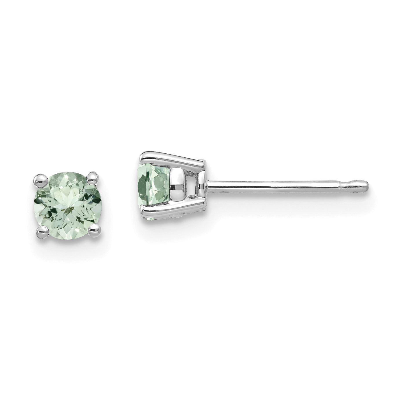 14kw 4mm Round Green Quartz Earrings (XE71WAG)