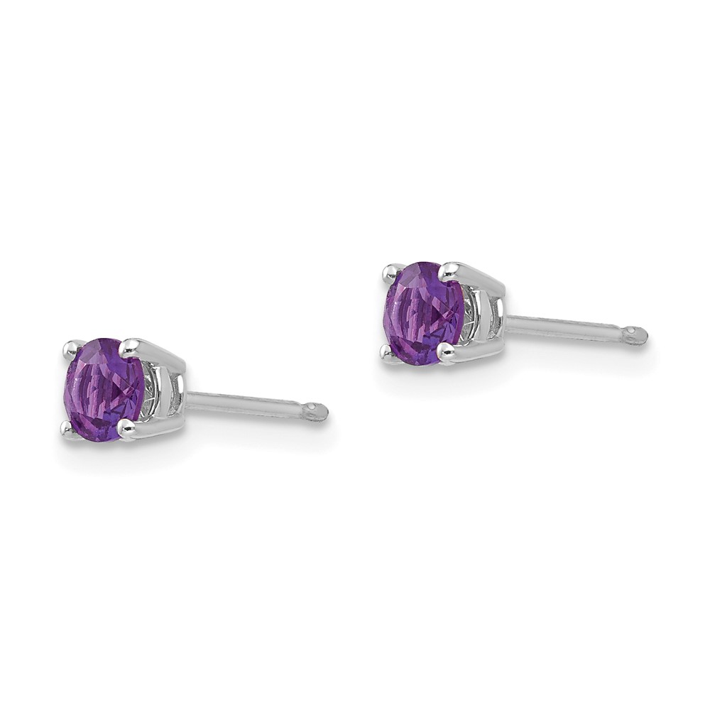 14k White Gold 4mm Amethyst Earrings (XE71WAM)