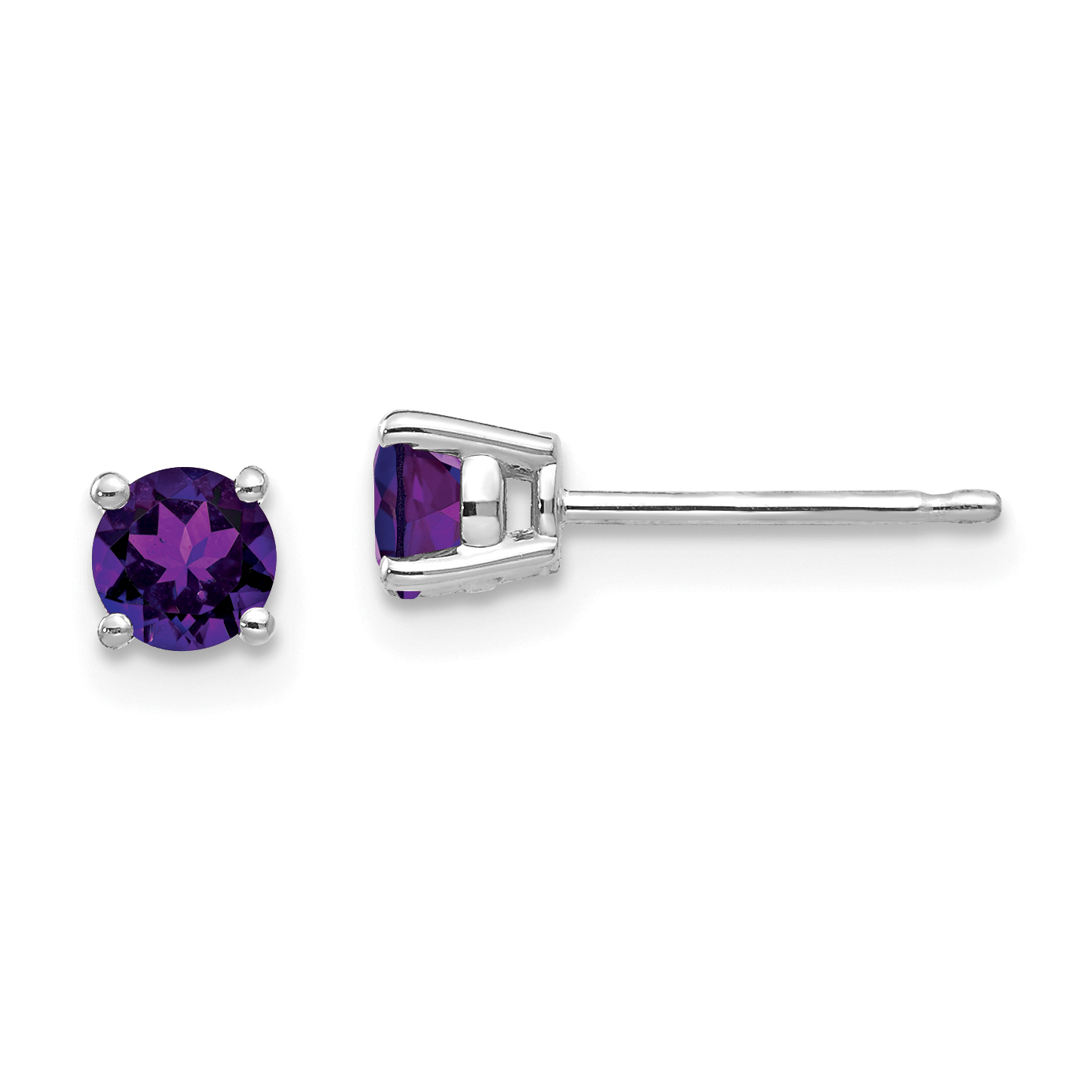 14k White Gold 4mm Amethyst Earrings (XE71WAM)