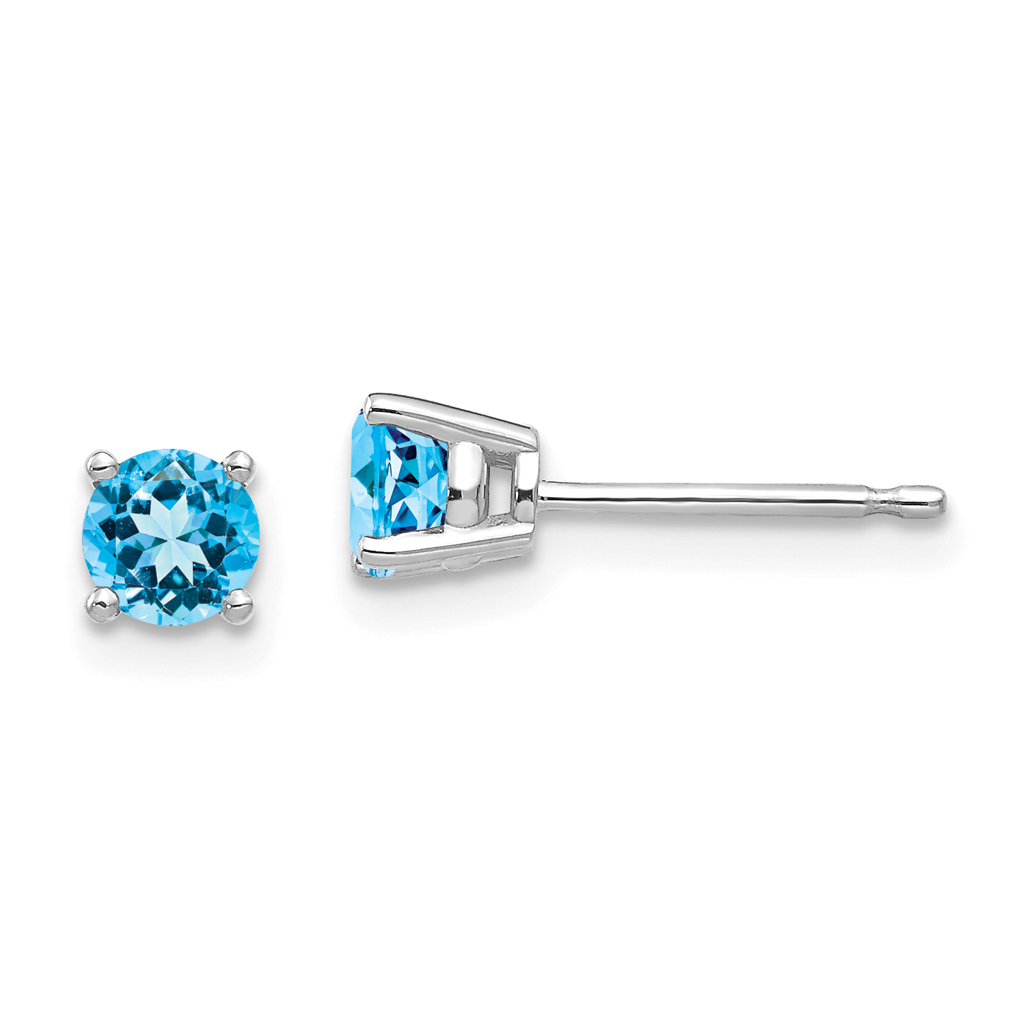 14k White Gold 4mm Blue Topaz Earrings (XE71WBT)