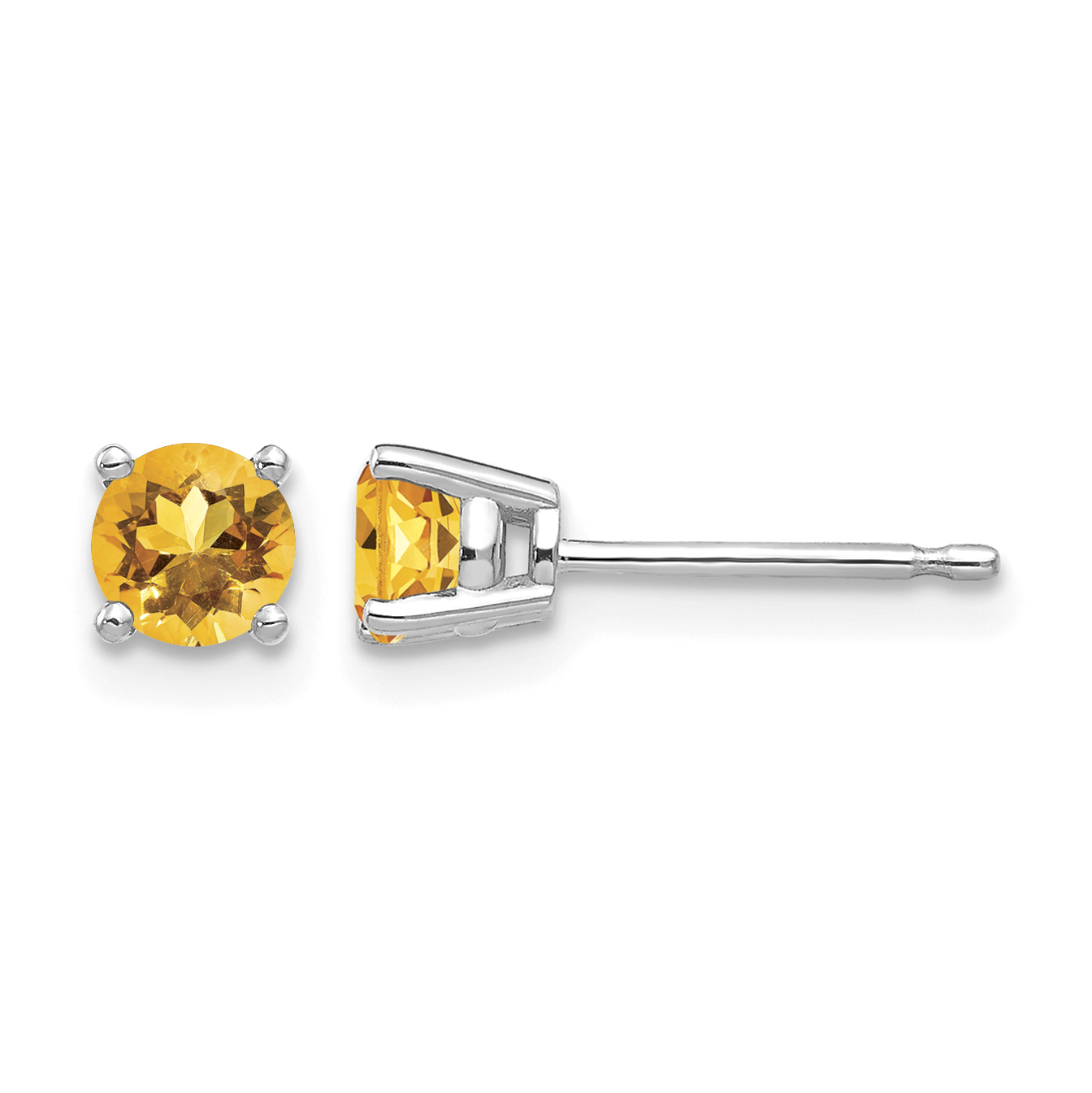 14k White Gold 4mm Citrine Earrings (XE71WCI)