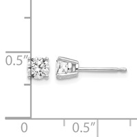 14K White Gold 4mm Round Cubic Zirconia Post Earrings view 4