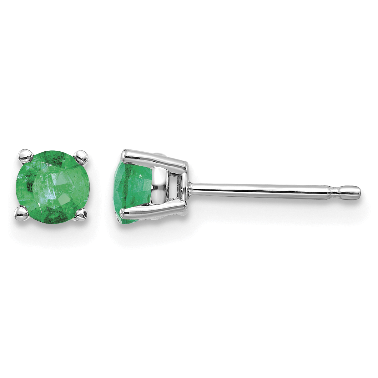 14k White Gold Emerald Earrings (XE71WE-B)