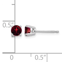 14K White Gold 4mm Round Garnet Post Earrings view 4