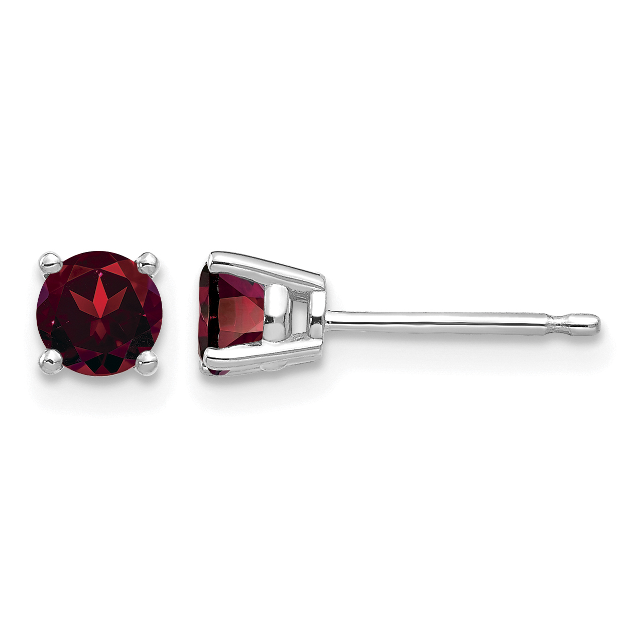 14k White Gold 4mm Garnet Earrings (XE71WGA)