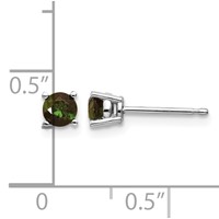 14K White Gold 4mm Round Green Tourmaline Post Earrings view 4