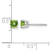 14K White Gold 4mm Round Peridot Post Earrings view 4