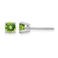 14K White Gold 4mm Round Peridot Post Earrings view 1