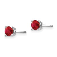 14K White Gold 4mm Round Ruby Post Earrings view 2