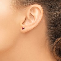 14K White Gold 4mm Round Ruby Post Earrings view 3