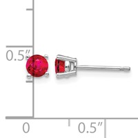 14K White Gold 4mm Round Ruby Post Earrings view 4