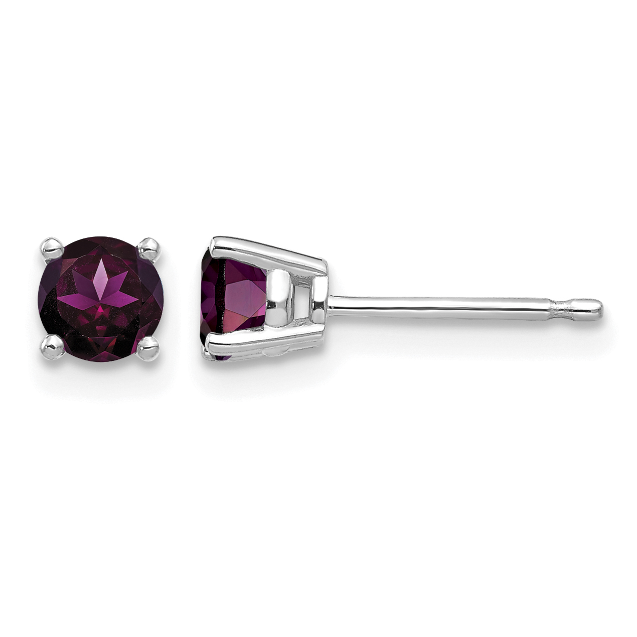 14k White Gold 4mm Rhodolite Garnet Earrings (XE71WRG)