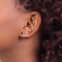 14K White Gold 4mm Round Smoky Quartz Post Earrings view 3