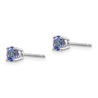 14K White Gold 4mm Round Tanzanite Post Earrings view 2