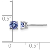 14K White Gold 4mm Round Tanzanite Post Earrings view 4