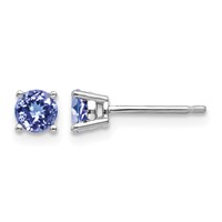14K White Gold 4mm Round Tanzanite Post Earrings view 1
