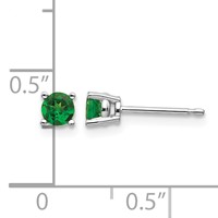 14K White Gold 4mm Round Tsavorite Post Earrings view 4