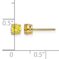 14K 4mm Yellow Gold Round Yellow Sapphire Post Earrings view 4